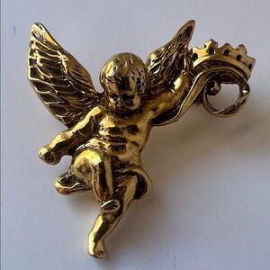 Vatican Collection Gold tone Angel Brooch new